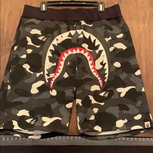 Bape camo shark sweat shorts